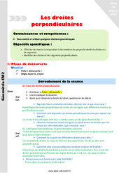 Droites perpendiculaires - Séquence - Fiche de préparation : 5eme Primaire - PDF à imprimer