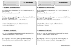 Problèmes - Exercices  : 3eme Primaire - PDF à imprimer