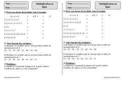 Multiplication en ligne - Exercices  : 2eme Primaire - PDF à imprimer