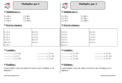Multiplier par 2 - Exercices  : 2eme Primaire - PDF à imprimer