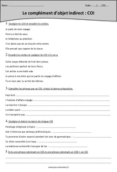 Préposition - Complément d'objet indirect - COI - Exercices  : 4eme Primaire - PDF à imprimer