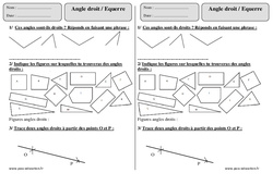 Equerre - Angle droit - Exercices  : 2eme Primaire - PDF à imprimer