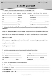 Epithète - Attribut - Adjectif qualificatif - Fiche d'exercices : 4eme Primaire - PDF à imprimer