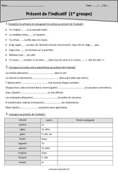 Verbes du 1er groupe - Présent de l'indicatif - Exercices : 5eme Primaire - PDF à imprimer