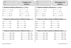 Comparer les nombres - Exercices  : 2eme Primaire - PDF à imprimer
