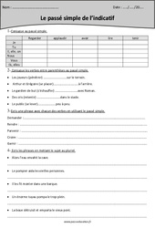 Passé simple - Exercices  : 5eme Primaire - PDF à imprimer