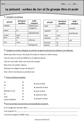 Présent - Verbes du 1er e groupe - Etre et avoir - Exercices : 4eme Primaire - PDF à imprimer