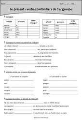 Verbes particuliers du 1er groupe - Présent - Exercices : 4eme Primaire - PDF à imprimer