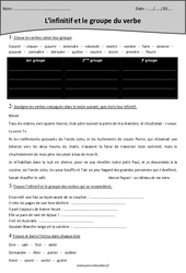 Groupes de verbes - Infinitif - Exercices corrigés : 4eme Primaire - PDF à imprimer