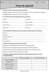 Présent du subjonctif - Exercices  : 5eme Primaire - PDF à imprimer