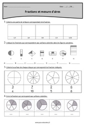 Fractions et mesure d'aires - Exercices corrigés : 4eme Primaire - PDF à imprimer