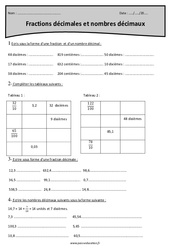 Nombres décimaux et fractions décimales - Exercices avec correction : 4eme Primaire - PDF à imprimer