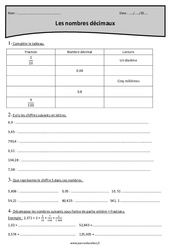 Nombre décimal - Exercices  : 4eme Primaire - PDF à imprimer