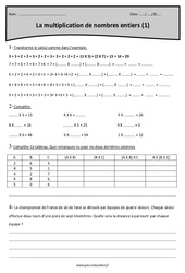 Sens de la multiplication - Nombres entiers - Exercices  : 4eme Primaire - PDF à imprimer