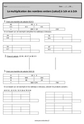 Multiplication des nombres entiers à 1  chiffres - Exercices : 4eme Primaire - PDF à imprimer