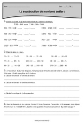 Nombres entiers - Soustraction sans retenue - Exercices  : 4eme Primaire - PDF à imprimer
