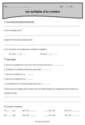 Multiples d'un nombre - Exercices corrigés : 4eme Primaire - PDF à imprimer