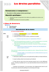 Droites parallèles - Fiche de préparation : 4eme Primaire - PDF à imprimer