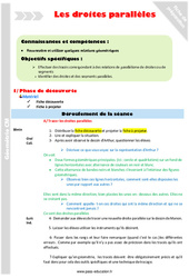 Séquence - Fiche de préparation Droites parallèles - Séquence - Fiche de préparation : 5eme Primaire - PDF à imprimer