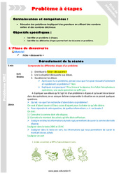 Séquence - Fiche de préparation Problème à étapes - Séquence - Fiche de préparation : 5eme Primaire - PDF à imprimer