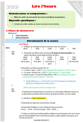 Séquence - Fiche de préparation Lire l’heure - Séquence - Fiche de préparation : 4eme Primaire - PDF à imprimer