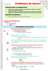 Problèmes de durées - Séquence - Fiche de préparation : 4eme Primaire - PDF à imprimer
