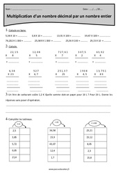 Multiplication d’un nombre décimal par un nombre entier - Exercices : 4eme Primaire - PDF à imprimer