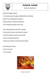 Automne malade - Guillaume Apollinaire : 4eme Primaire - PDF à imprimer