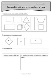 Reconnaître et tracer le rectangle et le carré - Exercices : 4eme Primaire - PDF à imprimer