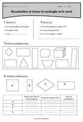 Rectangle et carré - Reconnaître et tracer - Révisions : 4eme Primaire - PDF à imprimer