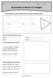 Triangles - Reconnaître et décrire - Exercices avec correction : 4eme Primaire - PDF à imprimer