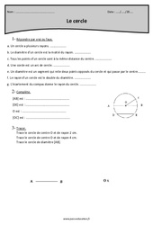 Cercle - Exercices  : 4eme Primaire - PDF à imprimer