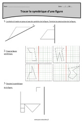 Symétrique d’une figure - Tracer - Exercices avec correction : 4eme Primaire - PDF à imprimer