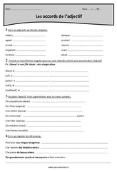 Genre et nombre - Masculin et féminin - Exercices sur les accords de l'adjectif : 4eme Primaire - PDF à imprimer