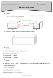 Pavé et cube - Exercices  : 4eme Primaire - PDF à imprimer