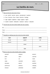 Familles de mots - Révisions : 4eme Primaire - PDF à imprimer