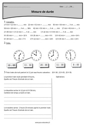 Heure, minute, seconde - Exercices corrigés sur le temps et durée : 4eme Primaire - PDF à imprimer