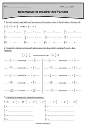 Décomposer et encadrer des fractions - Exercices corrigés : 5eme Primaire - PDF à imprimer