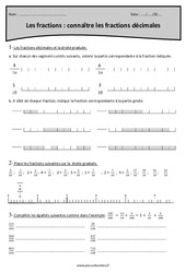 Connaître les fractions décimales - Exercices avec correction : 5eme Primaire - PDF à imprimer