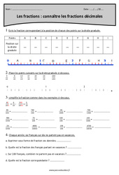 Droite graduée - Fractions décimales - Exercices  : 5eme Primaire - PDF à imprimer