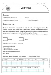Phrase - Exercices  : 2eme Primaire - PDF à imprimer