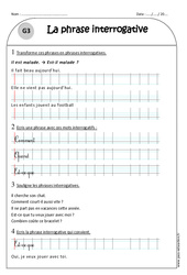 Phrase interrogative - Exercices avec correction : 2eme Primaire - PDF à imprimer