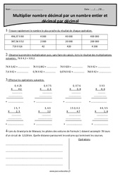 Multiplication de décimaux par des nombres entiers - Exercices avec correction : 5eme Primaire - PDF à imprimer