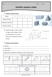 Cylindre, sphère, pavé droit, cône, pyramide - Exercices sur les solides : 5eme Primaire - PDF à imprimer