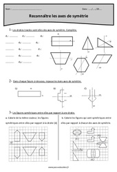 Reconnaître les axes de symétrie - Exercices corrigés : 5eme Primaire - PDF à imprimer