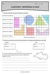 Identification et calcul du Périmètre - Exercices avec correction : 5eme Primaire - PDF à imprimer