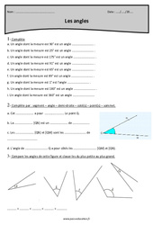 Angles - Aigus, obtus, droit ou plat - Exercices  : 5eme Primaire - PDF à imprimer
