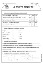 Pronoms personnels - Exercices  : 2eme Primaire - PDF à imprimer