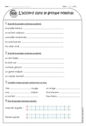 Groupes nominaux - Exercices corrigés : 2eme Primaire - PDF à imprimer