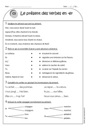 Présent des verbes en - er - Exercices  : 2eme Primaire - PDF à imprimer